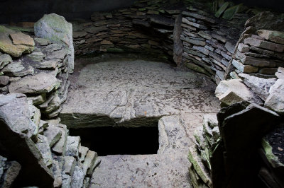 Upper level, interior of Taversoe Tuick chambered cairn, Rousay (8/1/08)