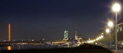 Rhine promenade at night