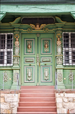Door of baroque half-timbered house
