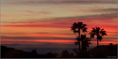 Shot through the dirty kitchen window.  Catalina island is on the horizon.