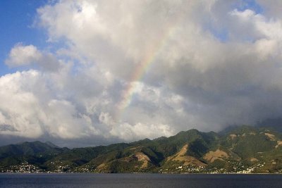 Rainbow over Coast and Mountains, Dominica.