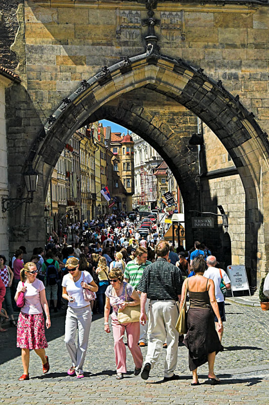 At the eastern end, looking through archway up Mostecka