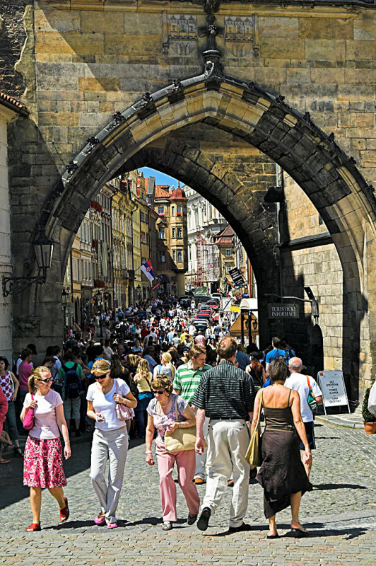 At the eastern end, looking through archway up Mostecka