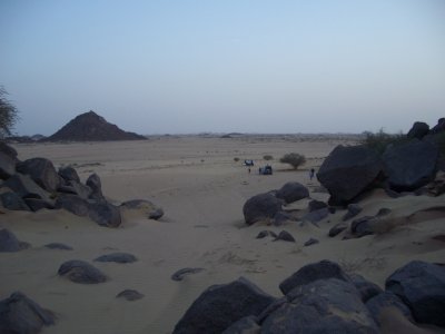 Looking down at the camp