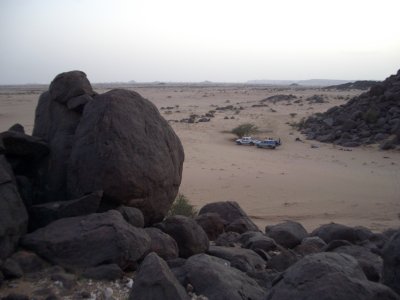 Looking down at the camp