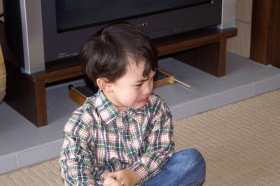 Liam, crying because he thought there would be no presents for him (there were!)