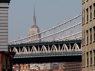 Empire State Building seen from Brooklyn Bridge