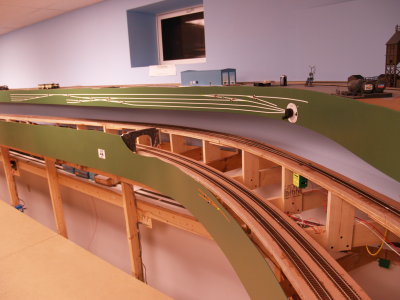 Overall view showing Fishers on the upper level and the two passsing sidings on the middle level.