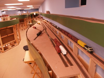 The completed industrial trackage at Poser on the middle level.