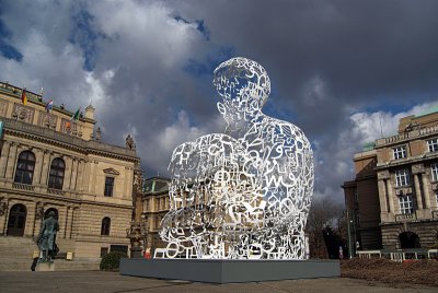 WE - Sculpture by Jaume Plensa Outside Rudolfinum