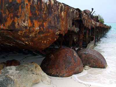 Rusting Barges on the Beach Middle Caicos 09