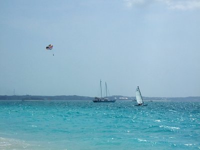 Boats and Paraglider Grace Bay