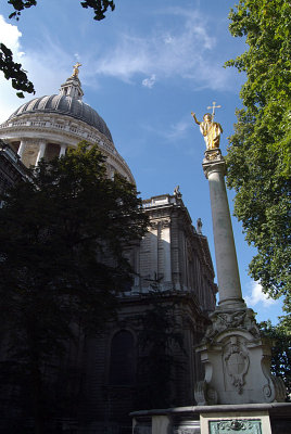 Golden Statue of St Paul outside St Pauls Cathedral