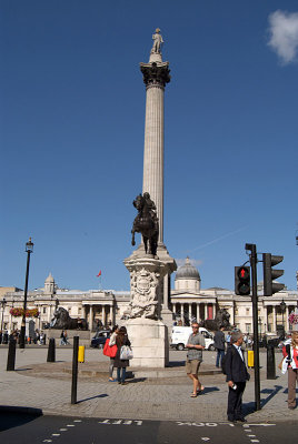 Statue of Man on Horse and Nelsons Column 02