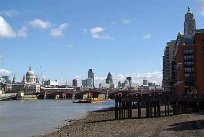 View of London from beside the River Thames