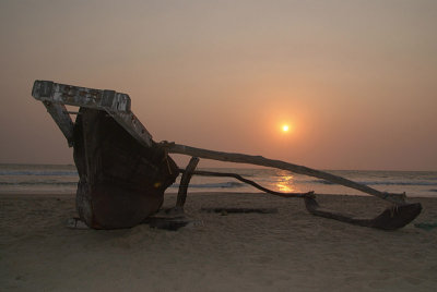 Beached Boat at Sunset