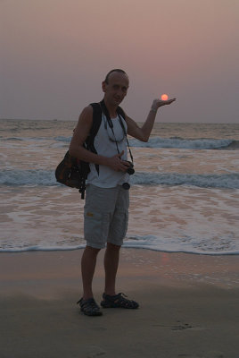 Chris Holds the Setting Sun