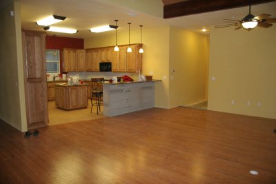 View from the front door into the kitchen