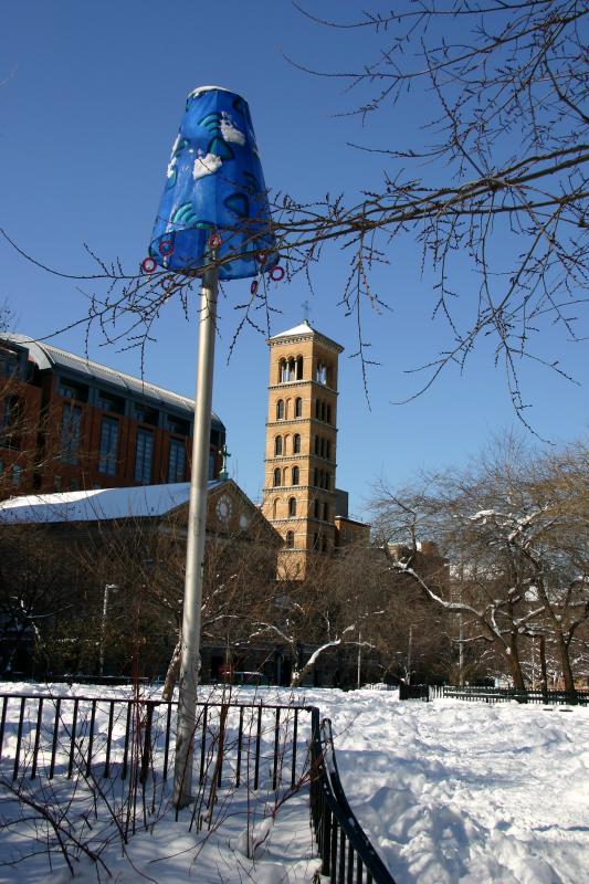 Lamp Shade & Judson Church at LaGuardia Place Entrance