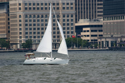 Sailing by Jersey City - Financial Center Yacht Basin Area