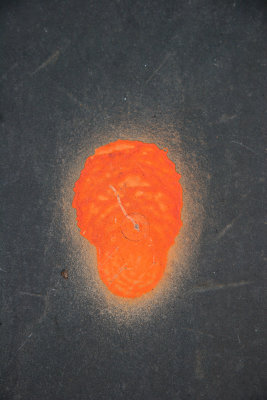 Orange Paint Splotch on Black Slate Old St Patrick's Church Sidewalk