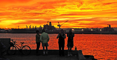 Fiery Sunset over Coronado Navy Shipyard