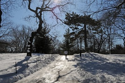 Morning Jog on Icy Path