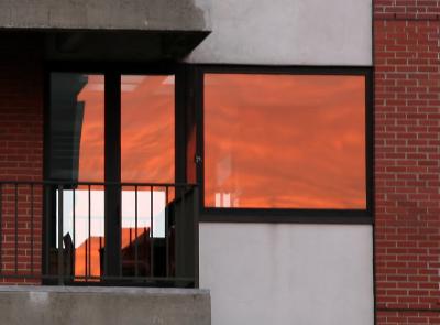 Neighbors on 3rd Street - Window Sunrise Reflection