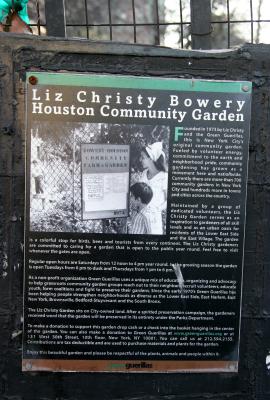 Liz Christy Bowery/Houston Community Garden Marker