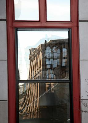 Audubon Building Reflected in NYU Business School Windows
