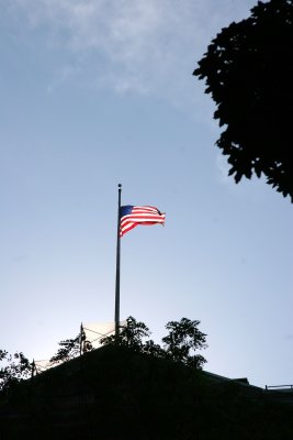 USA Flag on Top of NYU's Main Building