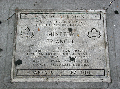 Minetta Triangle Garden Sidewalk Marker