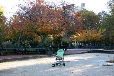 Doll Stroller in the Bocce Ball Court