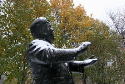 Snow, Pear Trees & Mayor LaGuardia Statue