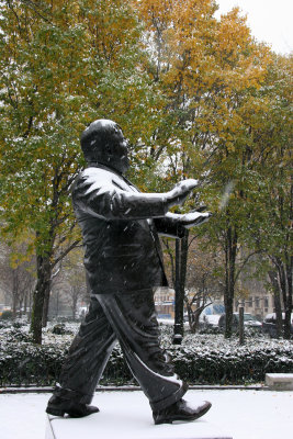 Snow, Pear Trees & Mayor LaGuardia Statue