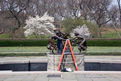 Three Dancing Muses Getting Cleaned Up - Conservatory Gardens
