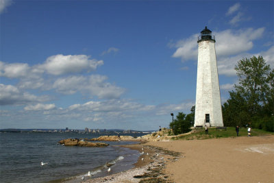 Lighthouse point and the New Haven harbor.
