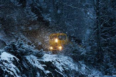 Through The Snow On Rails