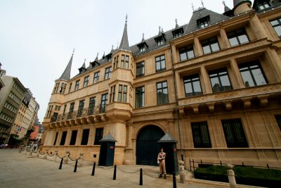 Grand Ducal Palace with 1 Armed Guard Outside (not to be confused with a one-armed guard)