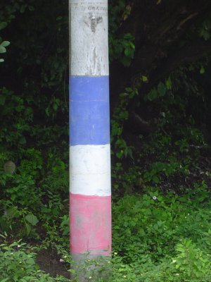 All the poles in El Salvador are painted like this