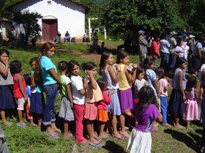 Lining up for the food distribution