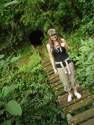 Crystal braves the jungle bridge