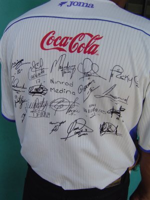 This guy had all of the Honduran National Players' autographs on the back of his shirt