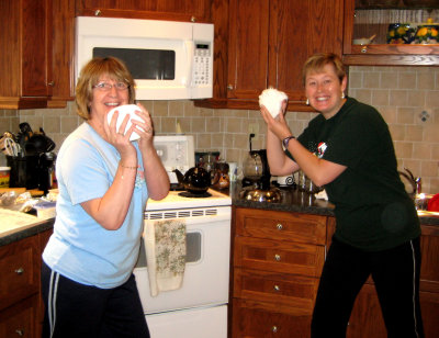 What snowballs? No silly, we're kneading the fondant icing!