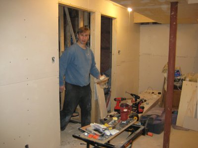 Peter working on the new kitchenette