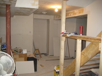 closet at the bottom of the stairs will have mirrored sliding doors