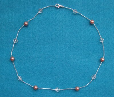 23. pearl & crystal on fine silver chain