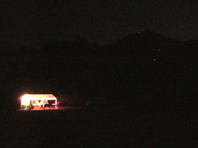 Ridge Aid Station and Lights on Topa