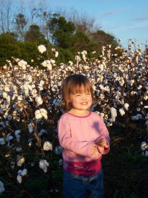 Anna Claire and cotton field