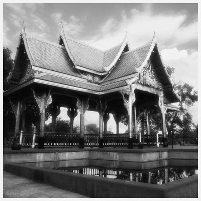 Thai Building in Black and White.
